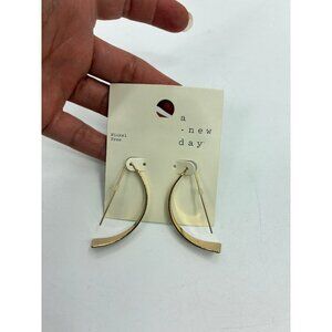 A New Day Curved Dangle Earrings Gold Tone Nickel Free 2 inch